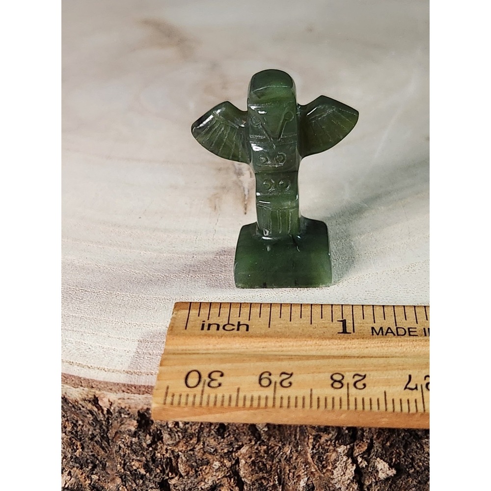 Jade Hand Carved Thunderbird Totem Pole Statue Figure Native North American 1.5" - Picture 9 of 9